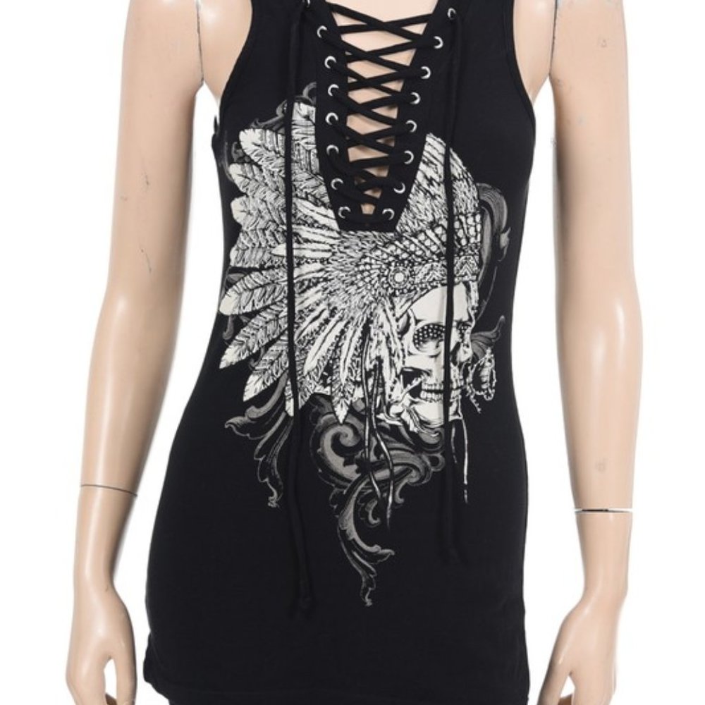 Rhinestone Indian Chief Tunic Tank Top